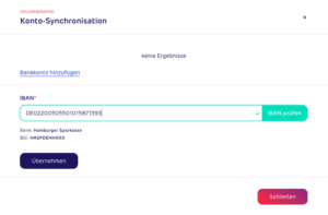 gettup - Finanzen - Kontosynchronisation - IBAN