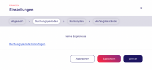gettup - Finanzen - Buchungsperiode leer