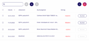 gettup - Finanzen - Buchung - Umsatz