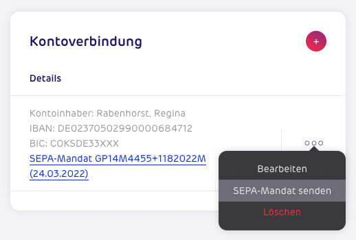 gettup - Kontakte - SEPA-Mandat senden