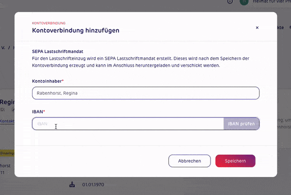 gettup - Kontakte - SEPA Prüfung