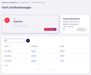 gettup - Organisation - Tarife-Rechnungen