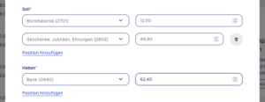 gettup - Finanzen - Splitbuchung