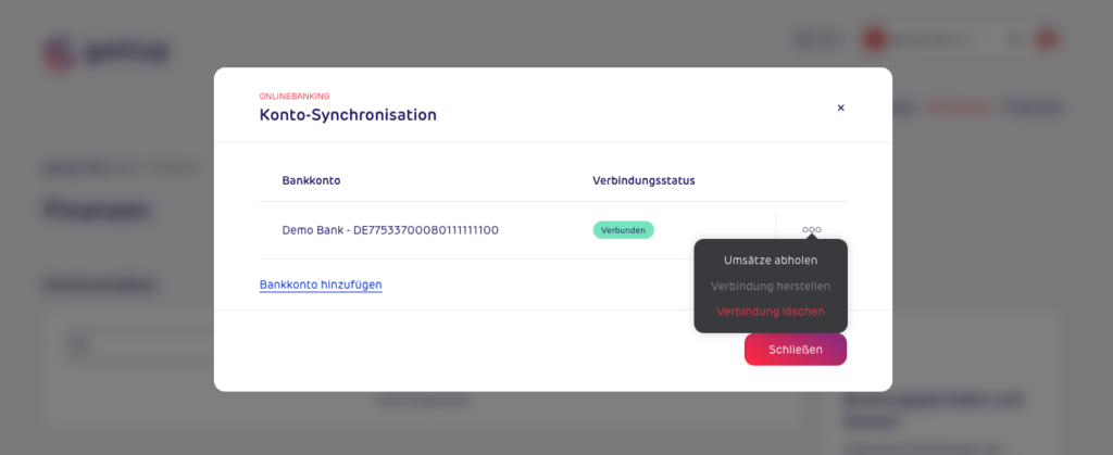 Screenshot - gettup Finanzen - Kontosynchronisation - Browsereinstellung